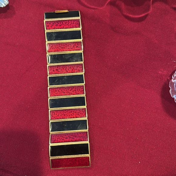 RARE Vintage Y.S.L. Yves St. Laurent Enameled Wide Bracelet - Picture 2 of 6